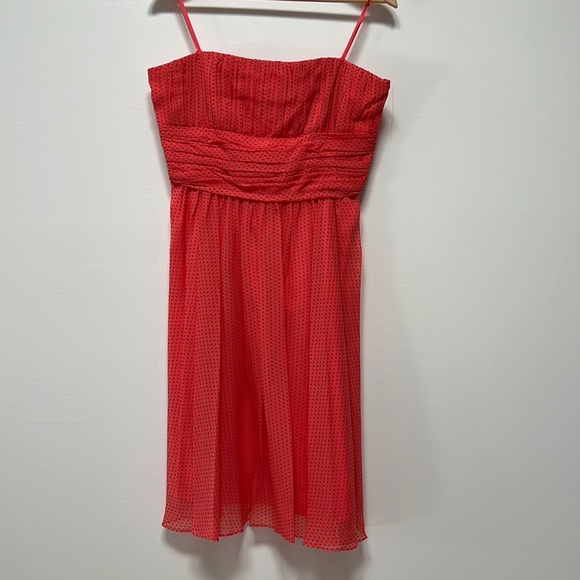 Polka dots salmon pink strapless minidress - Picture 3 of 7